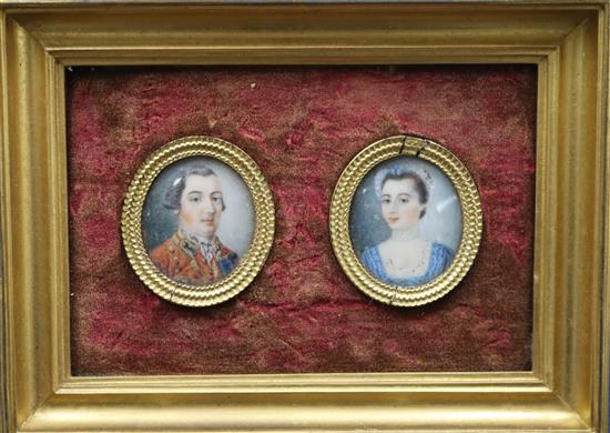 A pair of George III portrait miniatures each 1.75 x 1.25in.
